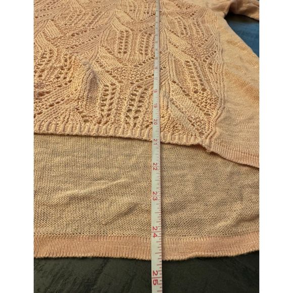 Chico's Blush Peach Short Sleeve Light Sweater - Sz 1 (M) - Picture 5 of 10